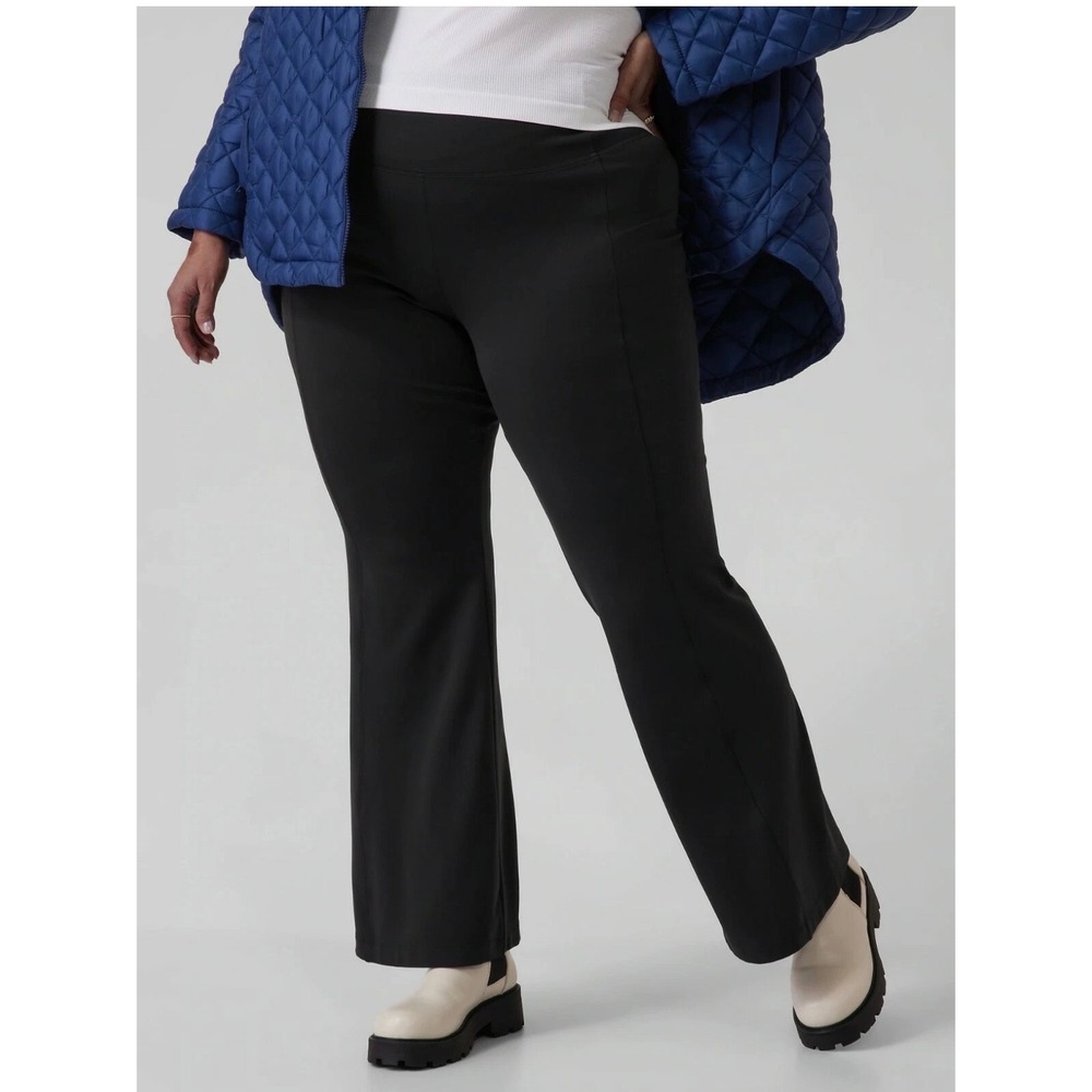 Athleta Delancey Flare Pants Women 2X Black High Rise Stretch Trousers